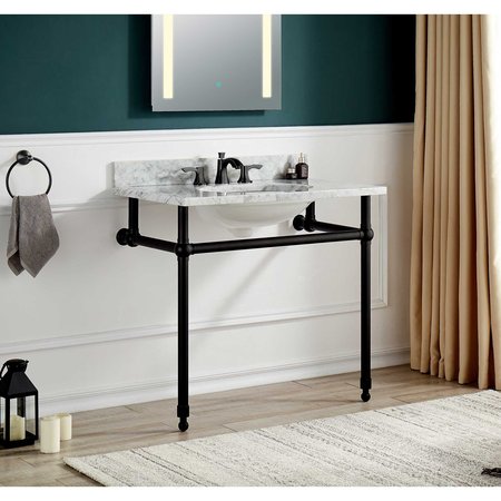 Anzzi 34.5 in. Console Sink in Matte Black with Carrara White Counter Top CS-FGC004-MB